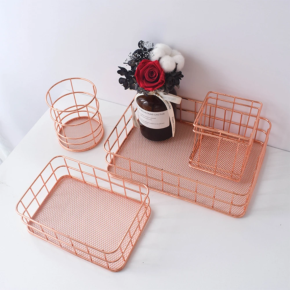 Популярная Скандинавская металлическая проволочная корзина для хранения