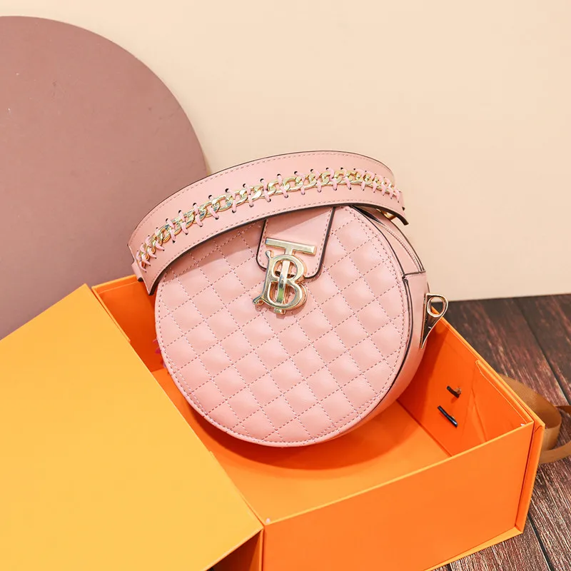 

High-quality Leather 2021 New Fashion Rhombus Round Ladies One-shoulder Messenger Portable Purses and Handbags Petit Sac Femme