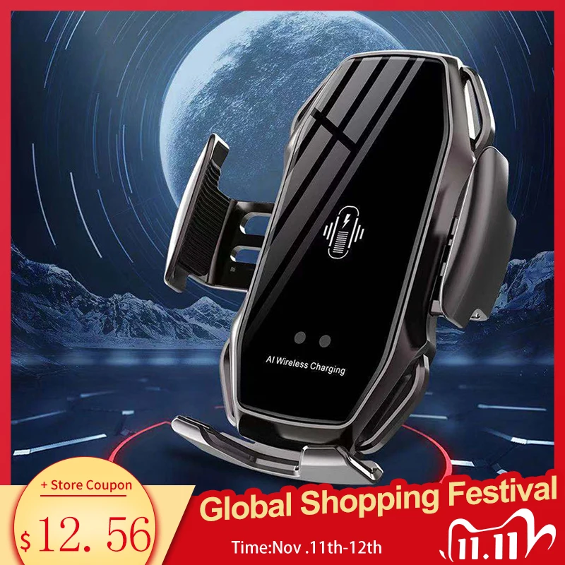 

A5 Car Phone Holder Stand Auto Clamp 10W Wireless Charger Infrared Induction Smart Car Phone Charger For iPhone 11 SE 2020 XR 8