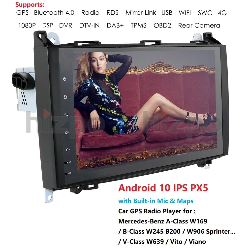 2Din IPS 9 'ƊG + 64G Android 10 автомобильная лампа для Benz/B200/A B класс/W169/W245/Viano/Vito/W639/Sprinter W906