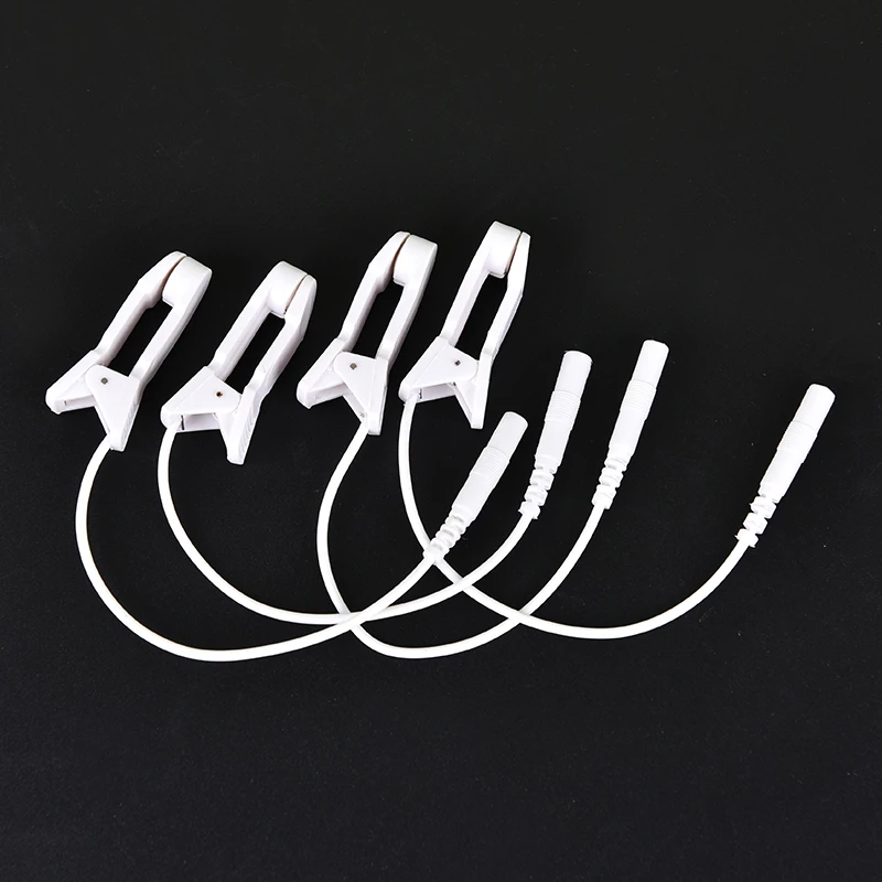

2pcs 2.0mm ear pain relief clip tens electrode lead wire connecting cable