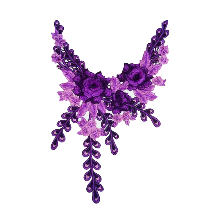 Purple 30 стилей 3D полые цветы вышитые кружева декольте DIY воротник декольте Venise Кружевная аппликация отделка Швейные принадлежности Скрапбукинг - Цвет: Purple