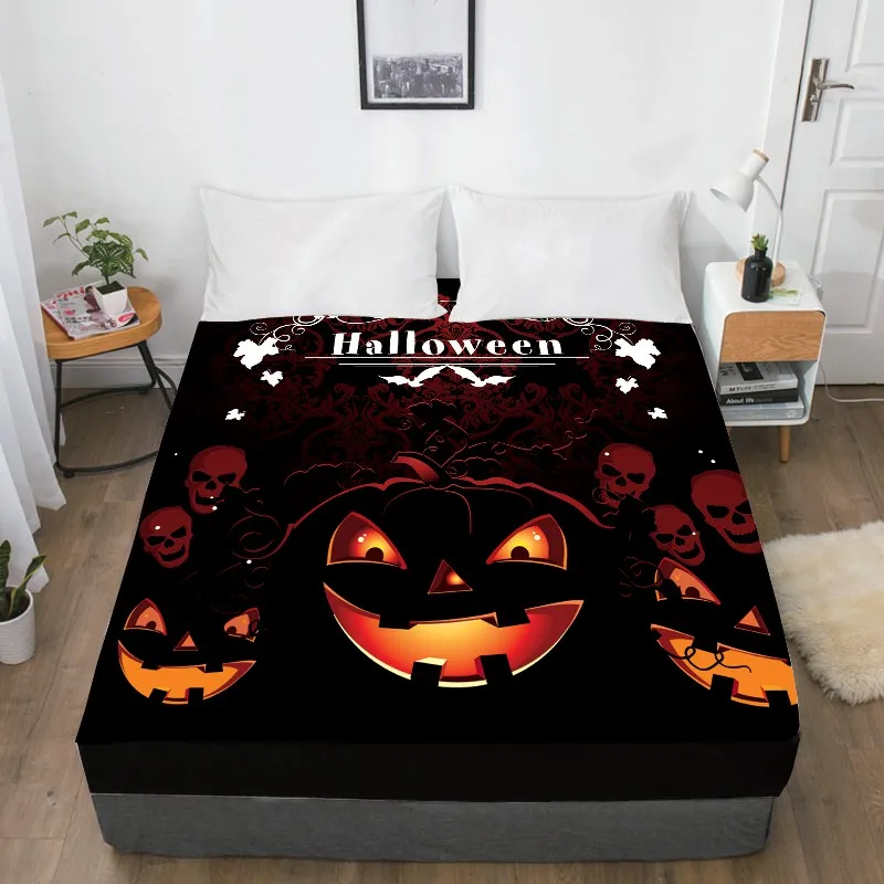 

3D Cartoon Fitted Sheet,Bed Sheet With Elastic Custom Size for Kids/baby/children/boys,Halloween pumpkin Mattress Cover bedsheet