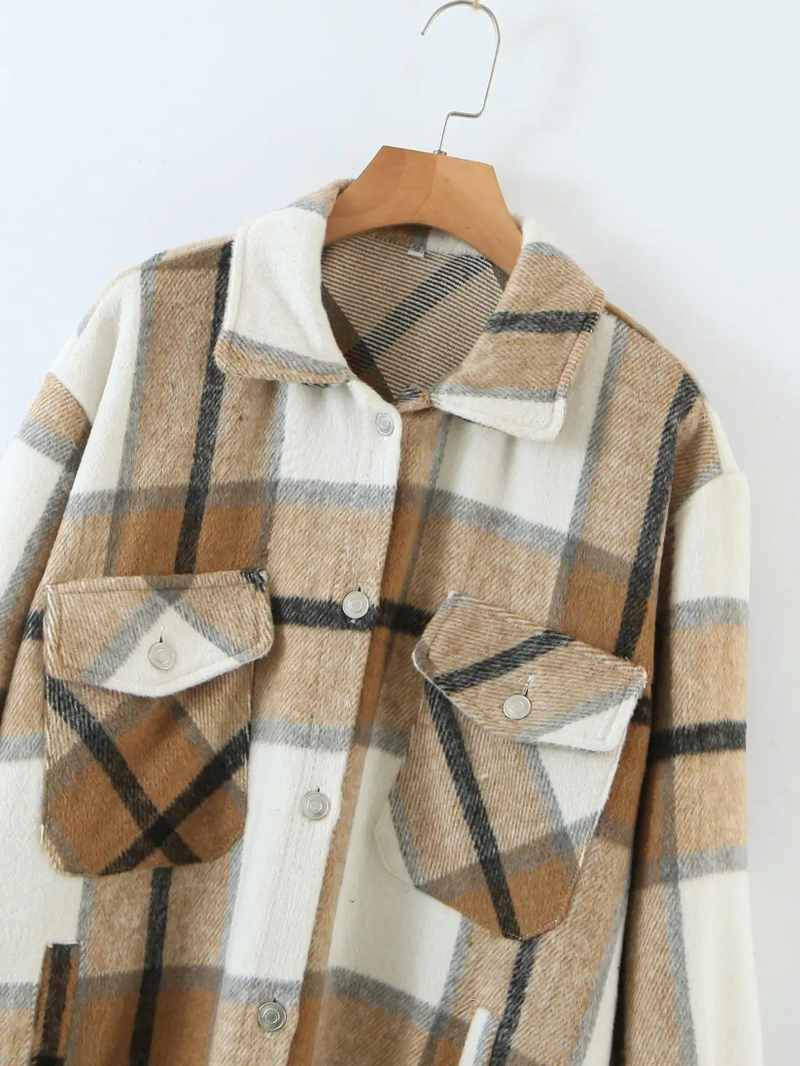 

Autumn Winter Vintage Stylish Pockets Oversize Long Plaid Jacket Coat Women 2020 Fashion Lapel Collar Long Sleeve Loose Overcoat