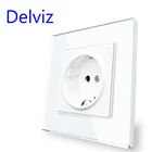 Розетка Delviz европейского стандарта, 16 А, бытовой безопасный интерфейс переменного тока 110-250 В, закаленная прозрачная стеклянная панель, встроенная в стену розетка