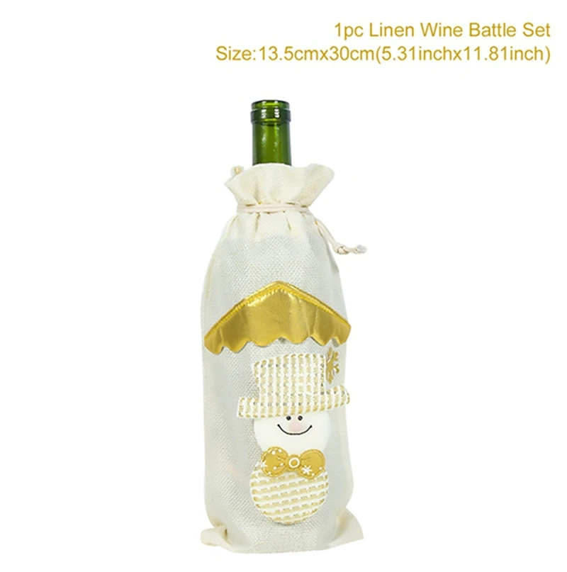 Wine Bottle Cover 6 шт. рождественские товары Кубок для шампанского вина Стекло Подвески веселого Рождества Декор для дома Noel с утолщённой меховой опушкой, Рождество Happy год - Цвет: Wine Bottle Cover