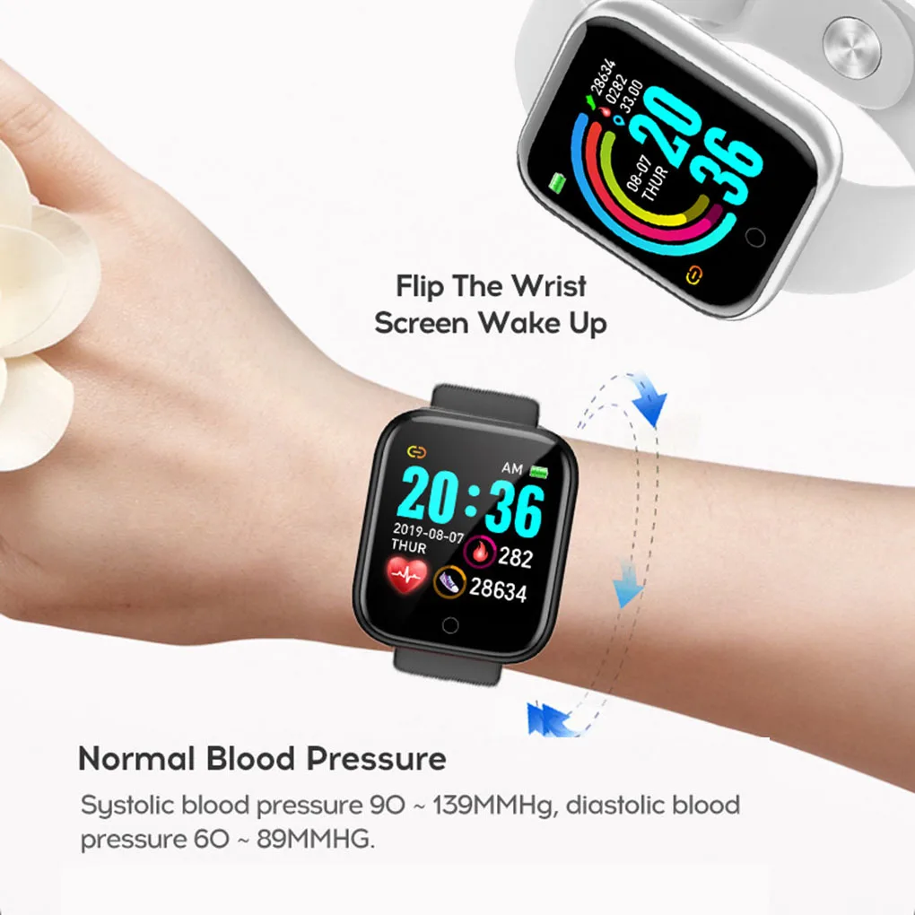 Умные часы Y68 фитнес-трекер совместим с Bluetooth пульсометр измерение кровяного