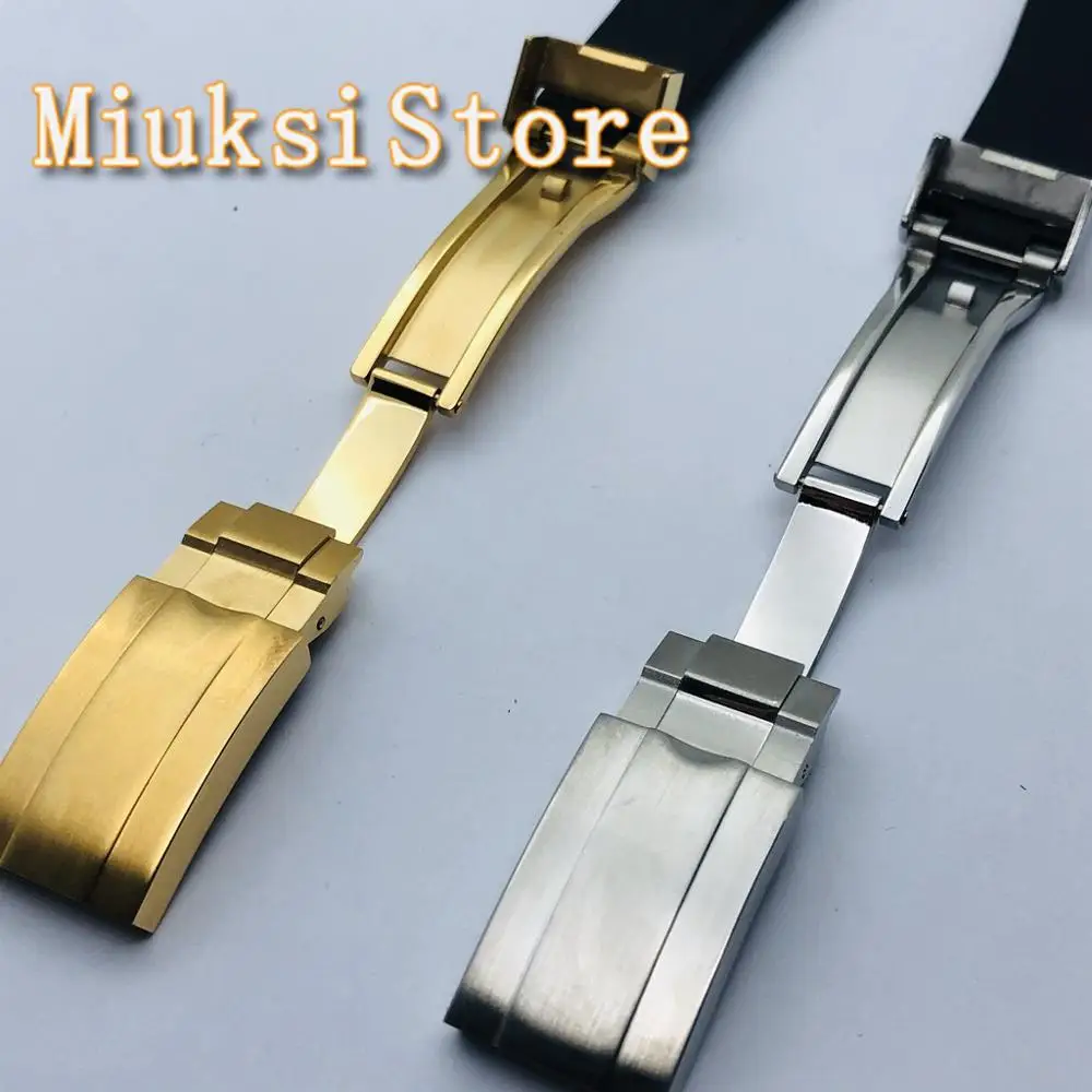 Ремешок резиновый с матовой пряжкой из нержавеющей стали черный изгиб верха 20 мм