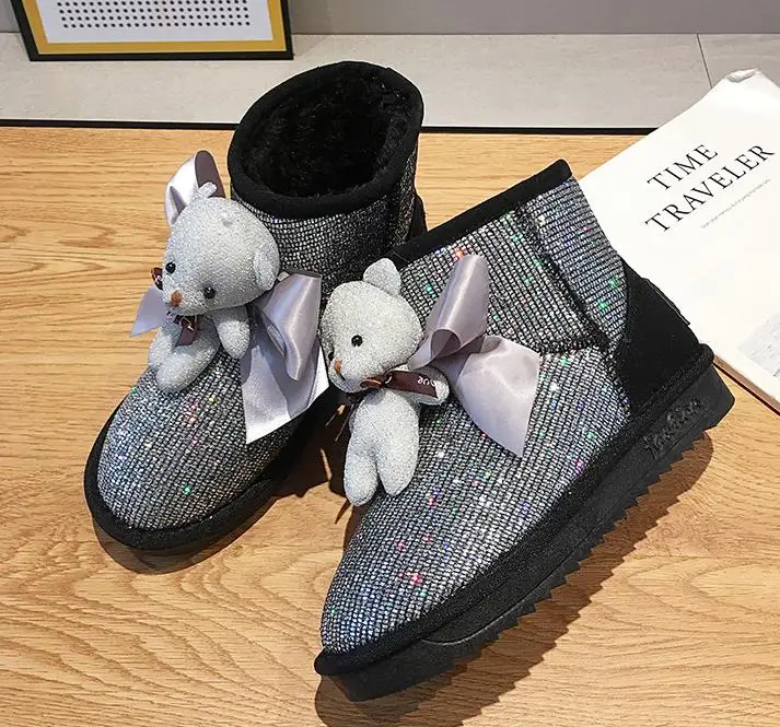 Зимние ботинки женские зимние короткие туфли новинка 2019 утолщенные бархатные