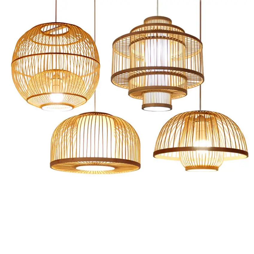 

Chinese Bamboo wooden Led Pendant Lights Living Room Individual Theme Restaurant Pendant Lamp Diy Decor Light Fixtures Luminaire