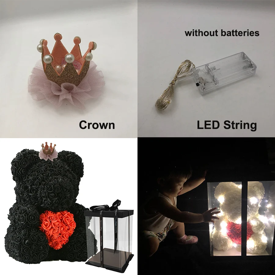 Прямая поставка, горячая распродажа, 5 стилей, милые розы, единорог, светодиодный, Подарочная коробка, искусственные игрушечные цветы, единорог, рождественский подарок