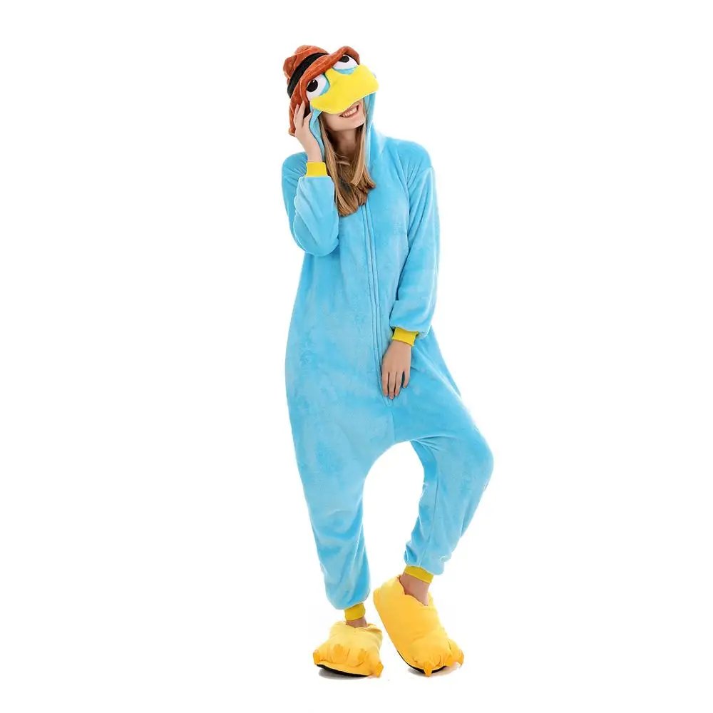 

Adult Onesies Pajamas Perry the Platypus Animal Cosplay Costumes Sleepwear Unisex