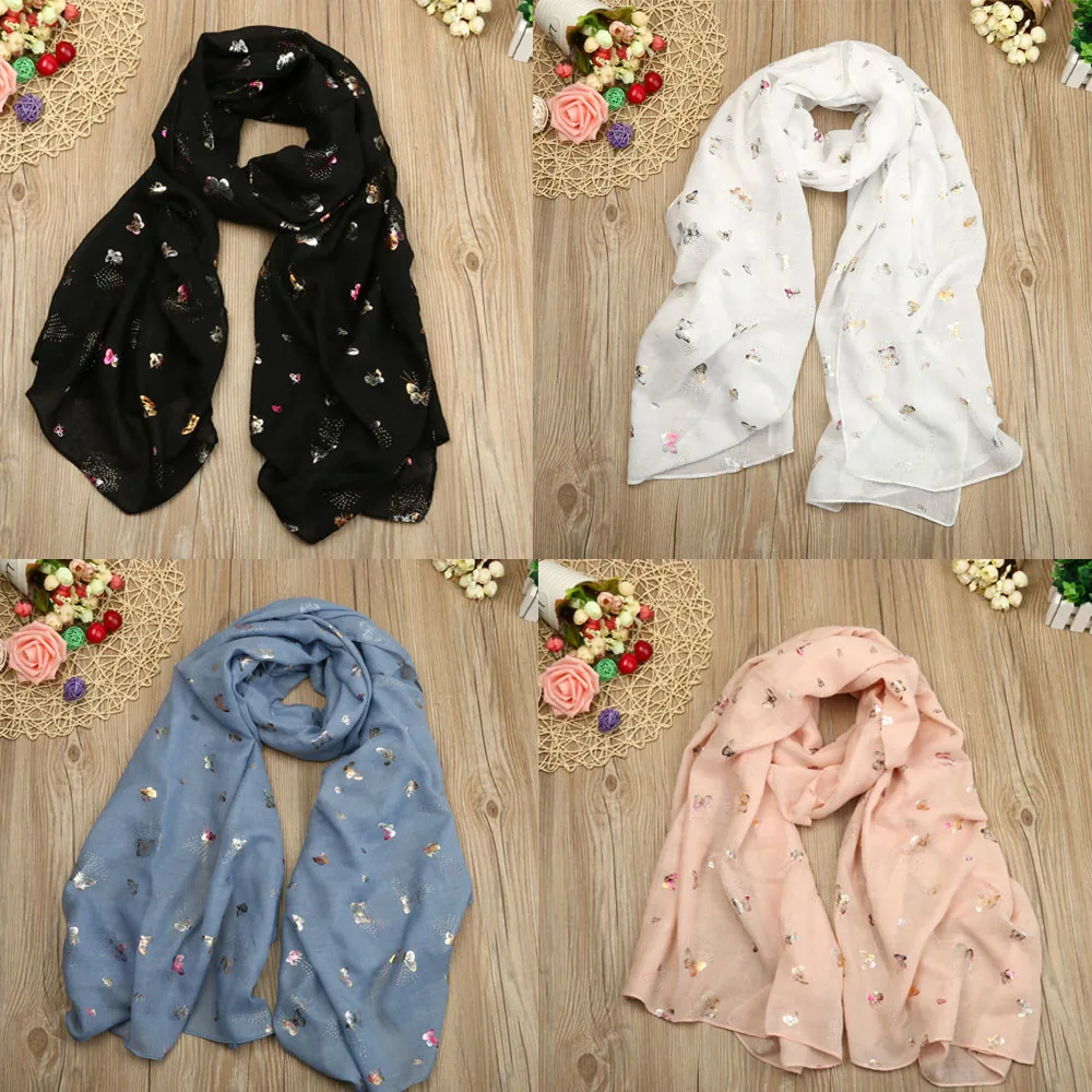 Женская длинная шаль с принтом бабочки новый палантин шарф шарфы женский платок