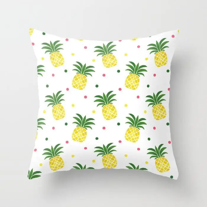 

Yellow Peach Skin Cushion Cover Pineapple Flowers Flamingo Letters Abstract Pattern Home Decor Sofa Decorative Pillowcases 45x45