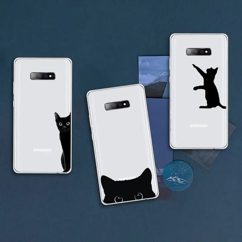 

black cat cartoon animal Phone Case Transparent For Samsung Galaxy A S Note J 5 8 51 2016 Prime 20 Ultra 6 7 Edge PLUS 21