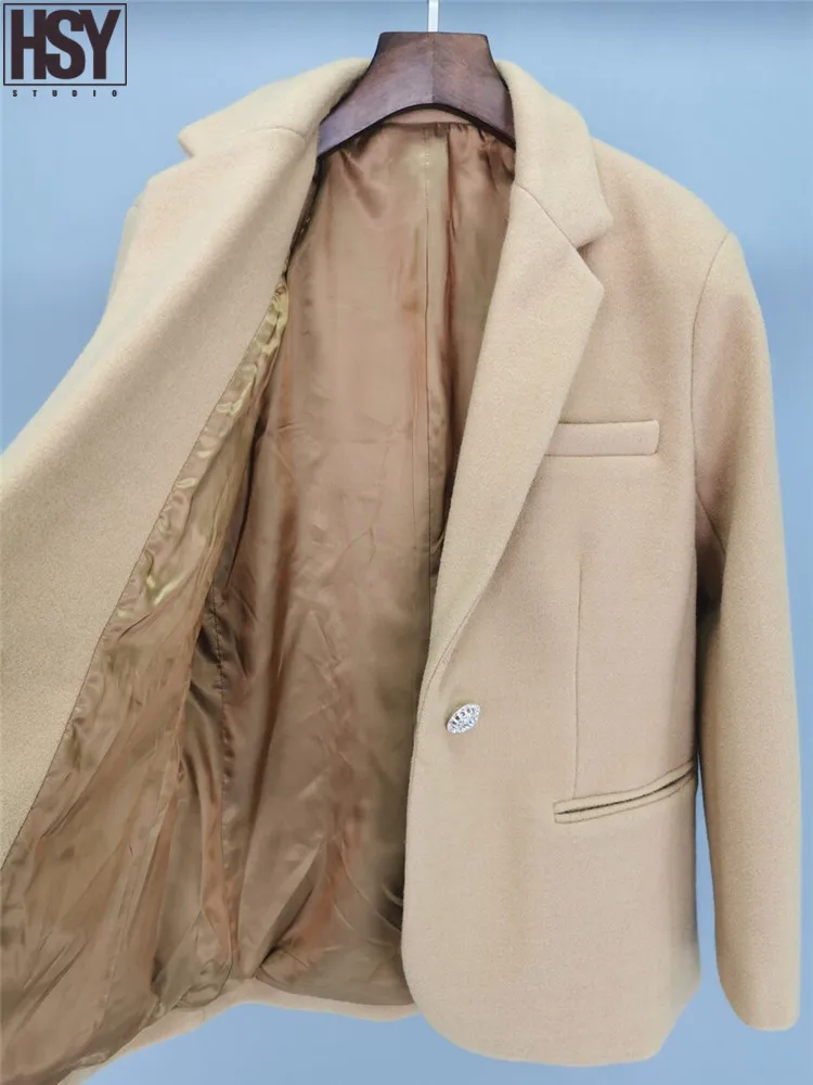 【HSY】2019 осенне-зимний Новый Женский Повседневный шерстяной костюм куртка