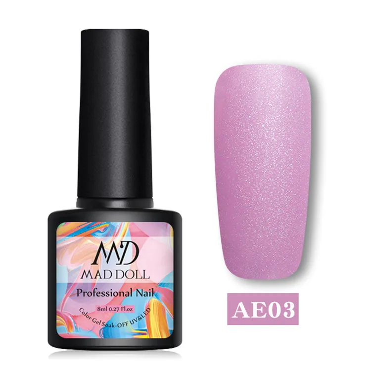 Matte3 MAD DOLL, 8 мл, блестящий гель, матовый лак для ногтей, розовое золото, блестящий лак, замочить от УФ-ногтей, Гель-лак - Цвет: Matte3