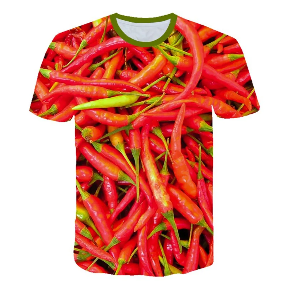

Party Mens T-Shirt New Fashion Crew Neck Bunch of chili peppers Fashion casual Men Tops Shirts Printing Short Sleeve Tee Shirts