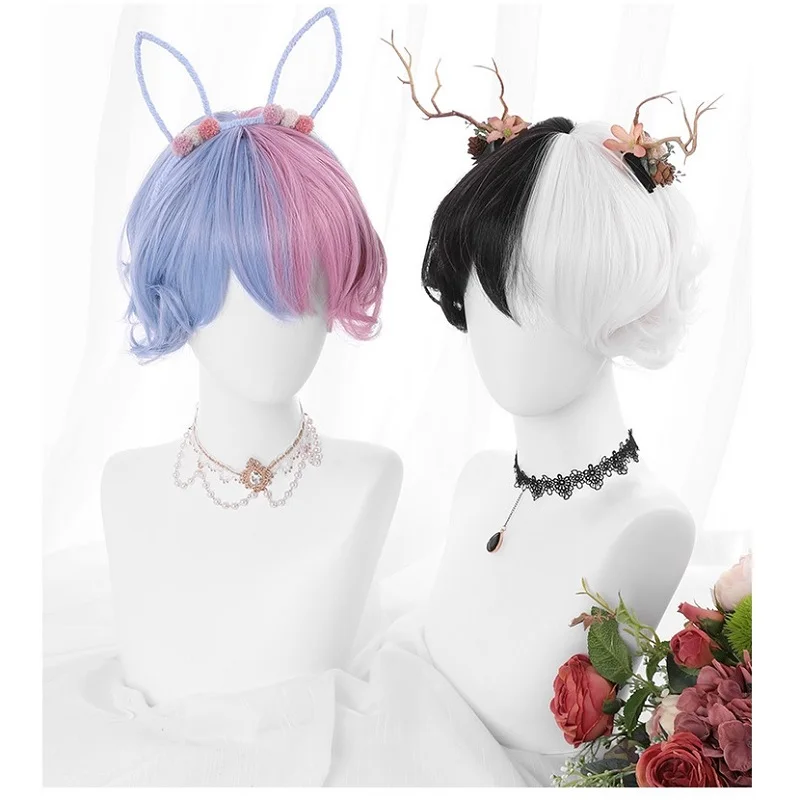 Парики Лолиты термостойкие волосы для косплея девочек розовые синие черные