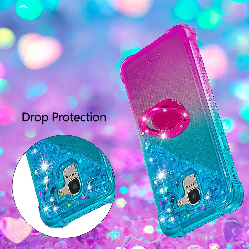 

Shockproof Case For Samsung J6 2018 Glitter Quicksand Phone Case For Samsung Galaxy J6 2018 Luxury Finger Ring Protection Cover