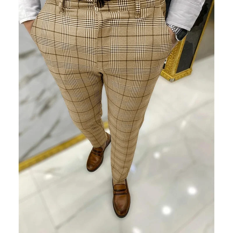 

Men Clothing 2021 European American New Style Men's Large Plaid Print Casual Pants Fashion Joggers Men Streetwear