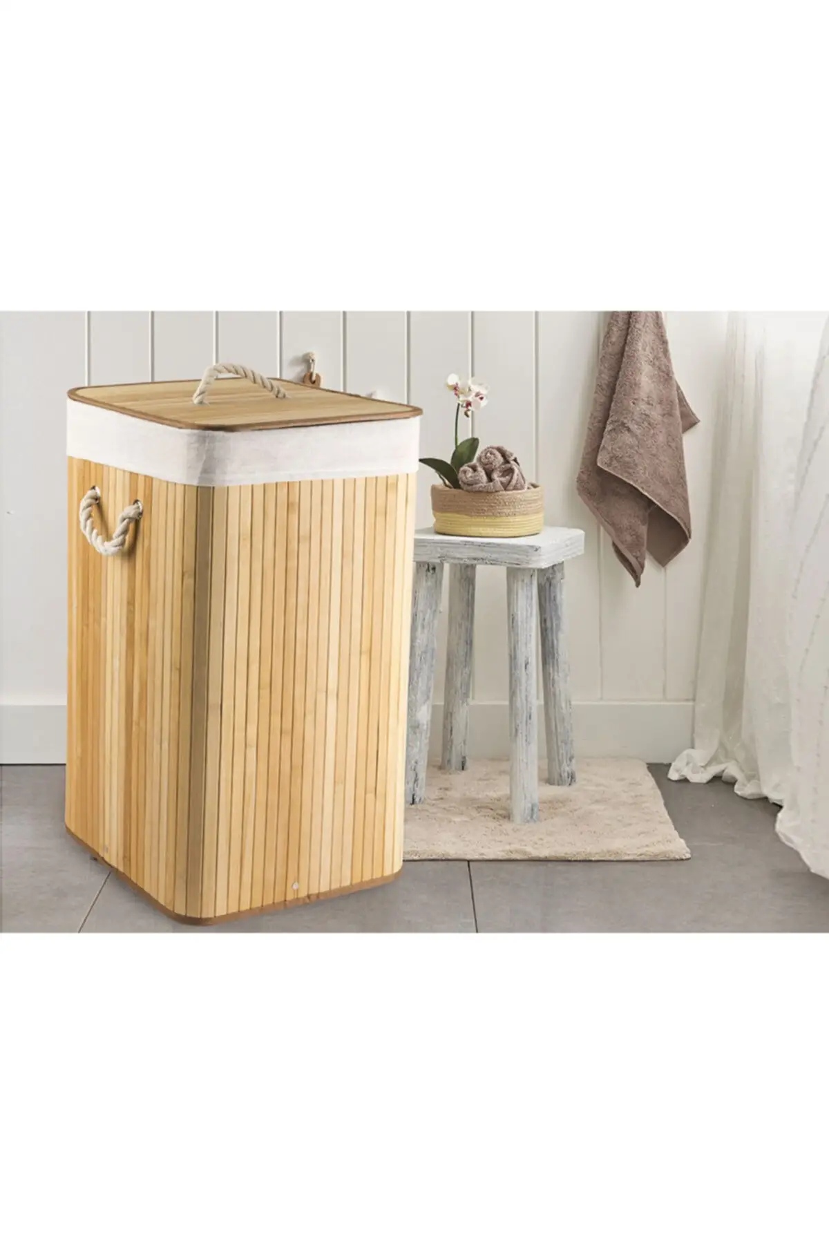 

Fancy Foldable Laundry Basket 35x35x60 Cm Beige