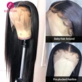 Richgirl brazylijska peruka z prostymi włosami 13X6 HD koronki przodu peruki z ludzkich włosów dla czarnych kobiet 4X4 5X5 6X6 40 Cal prosto zamknięcie koronki peruka