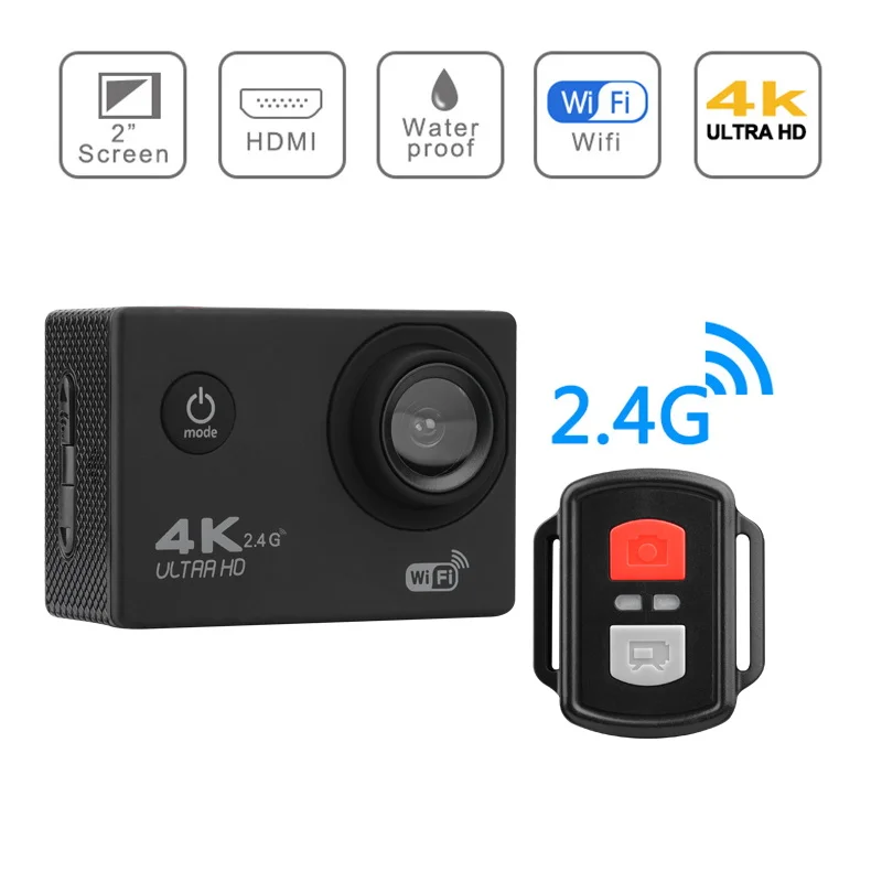 

Ultra HD 4K Action Camera WiFi 12MP 2 Inch 30M Go Waterproof Pro 170D Helmet Bicycle Video Recording Camera Sports Cam