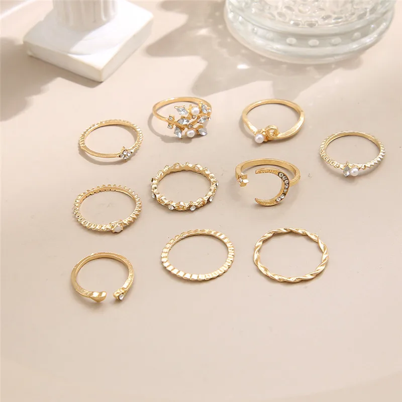 Женские кольца с Луной и звездами комплект из колец золотистого цвета аксессуары