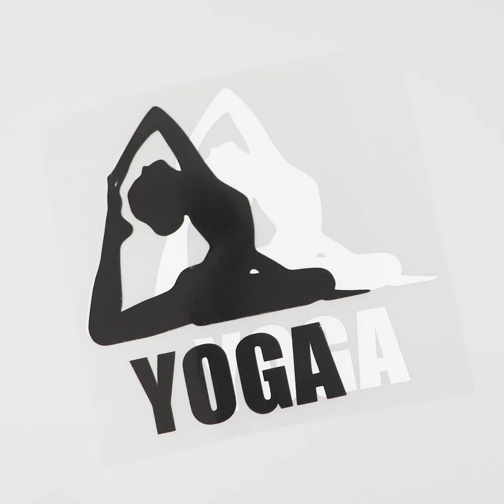 

YJZT 10.3CMX11.8CM Fashion Yoga Creative Decor Decal Vinyl Car Sticker Black/Silver 8A-0717
