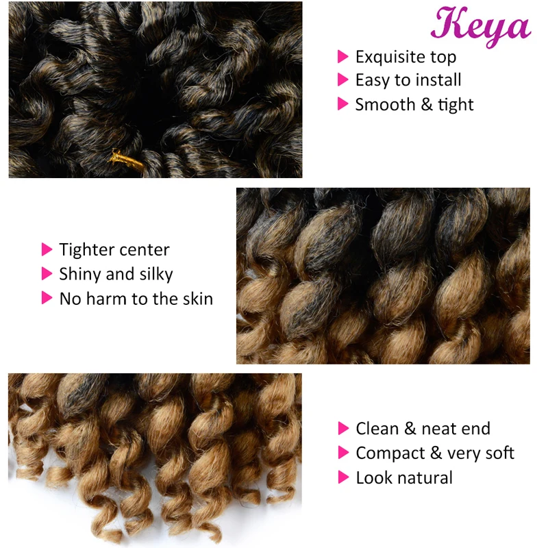 Jumpy Wand Curl 8 дюймов ямайский отскок крючком волосы 22 корня низкотемпературное