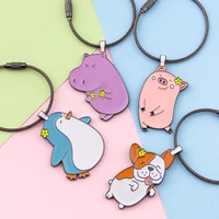 cute animal key rings cartoon penguin car keyring purse women girl pendant bag charm keychain accessories couples gift