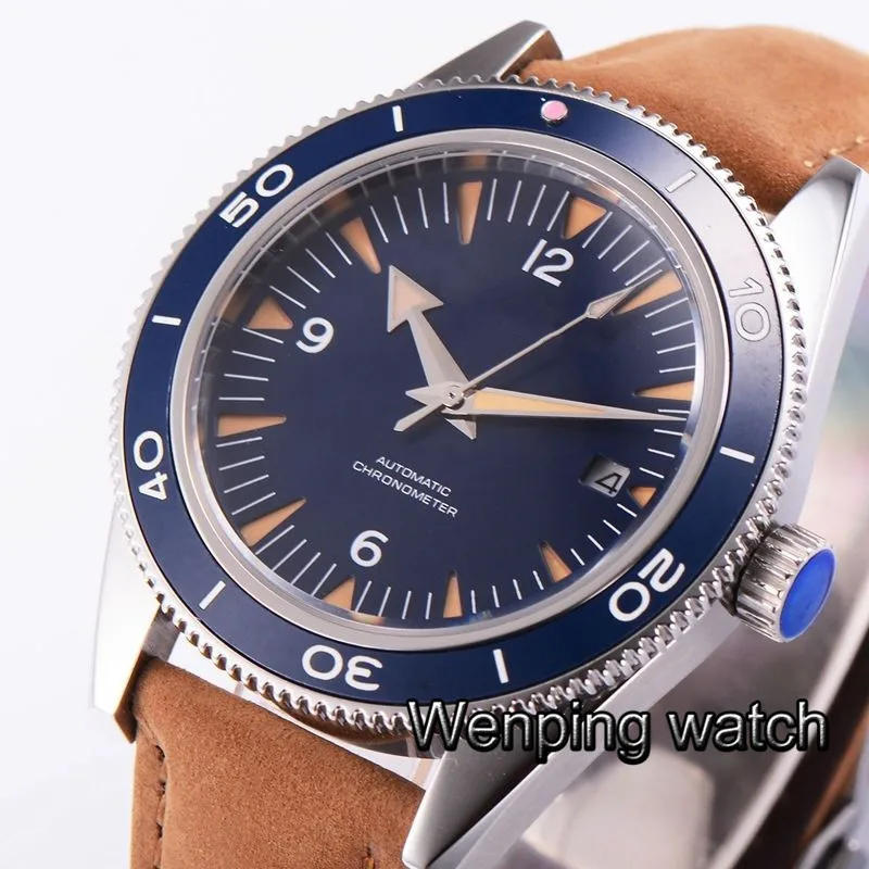 Мужские Роскошные Механические электронные водонепроницаемые часы с синим