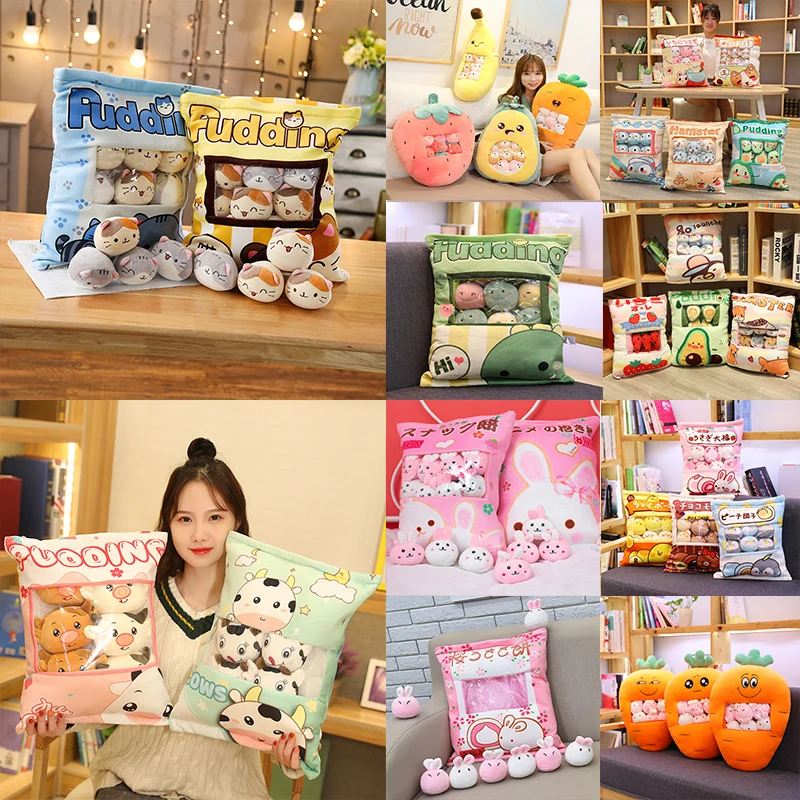 

Сумка для фруктов, конфет, клубника, морковь, банан, мини-животные, кролик, свинья, шарики для кошек, аниме, набивной динозавр, осьминог, пудин...