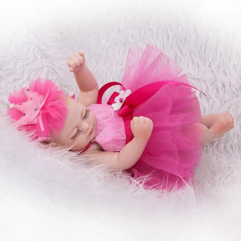 

26cm Full Body Silicone Dolls Mini Reborn Dolls Adorable Lifelike Reborn Dolls Sleeping Baby Fashion Doll Photography Props