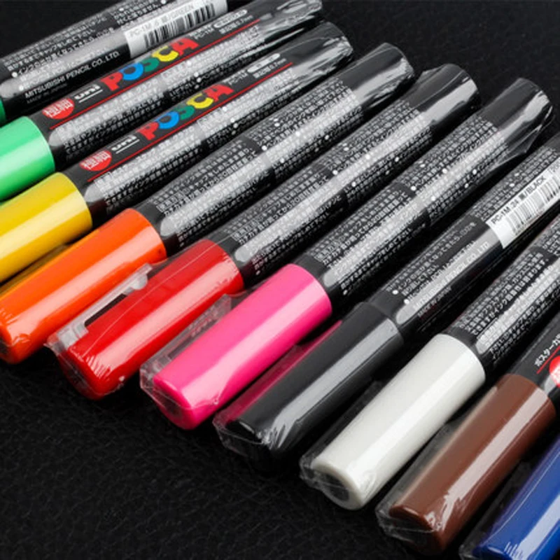 12 Цветов комплект Mitsubishi Uni Posca PC-1M Краски маркер-ультратонкая пуля Tip-0.7mm художественный Маркер ручки для офиса и школы