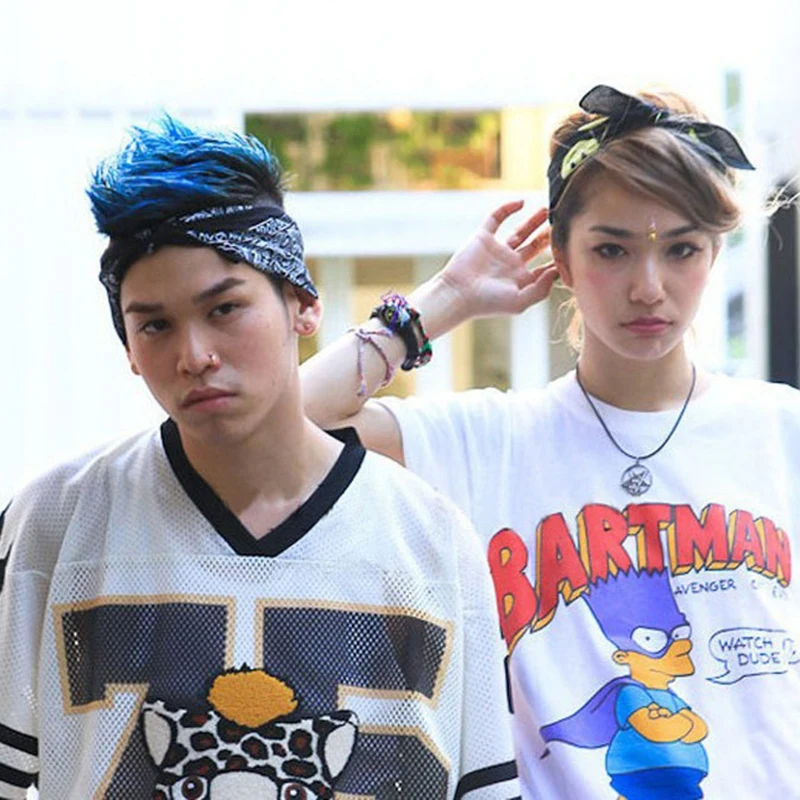 Комплект из 1 темно синего банданы с узором &quotогурцы&quot кашемировый хлопковый