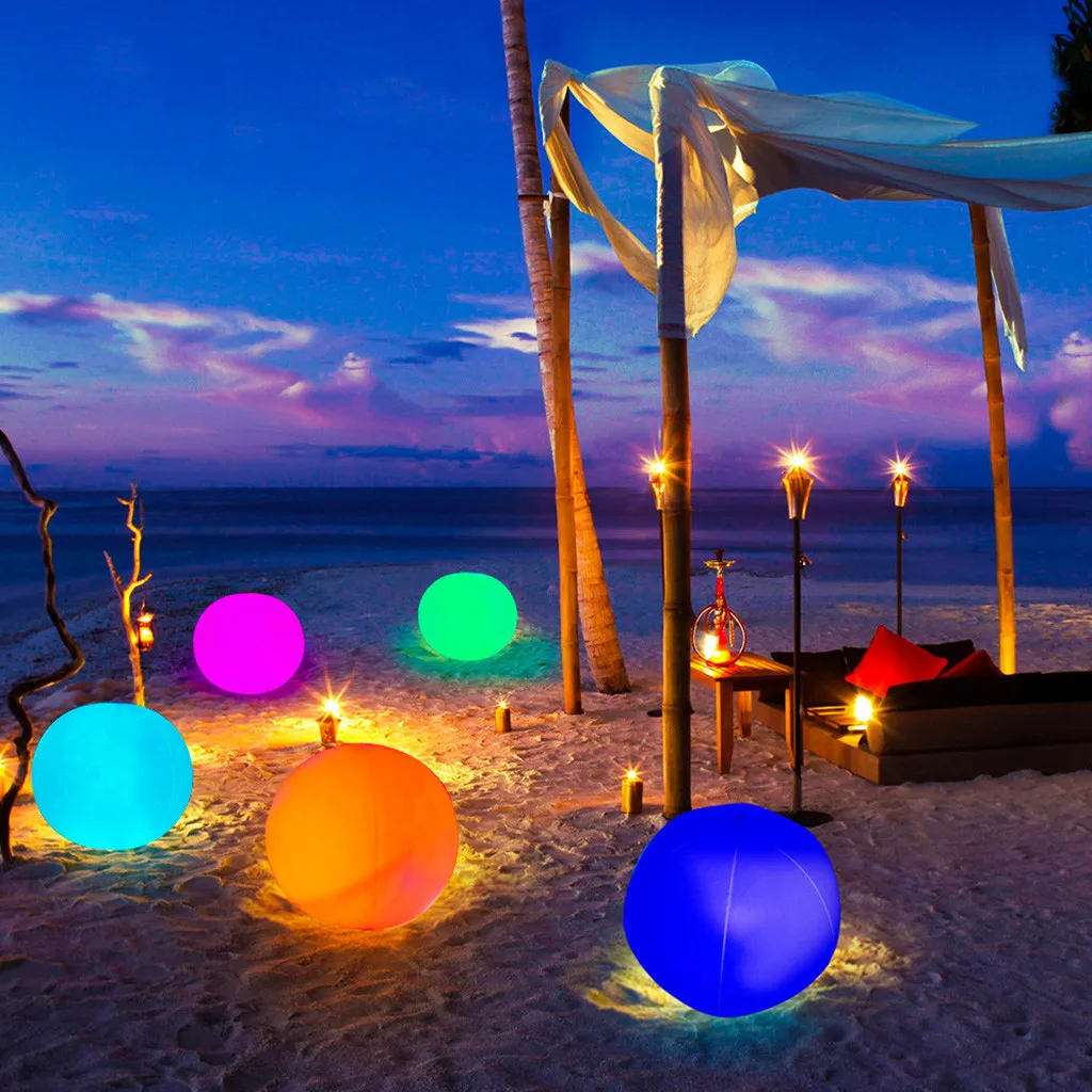 

Fast Deliver 2PCS Swimming Pool Toy 13 Colors Glowing Ball Inflatable LED Glowing Beach Ball Pelota de playa con flash remoto