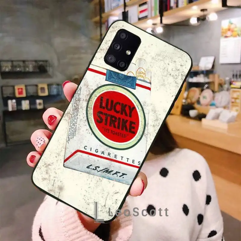 

Lucky Strikes cigarette Phone Case For Samsung A40 A50 A51 A71 A20E A20S S8 S9 S10 S20 Plus note 20 ultra 4G 5G