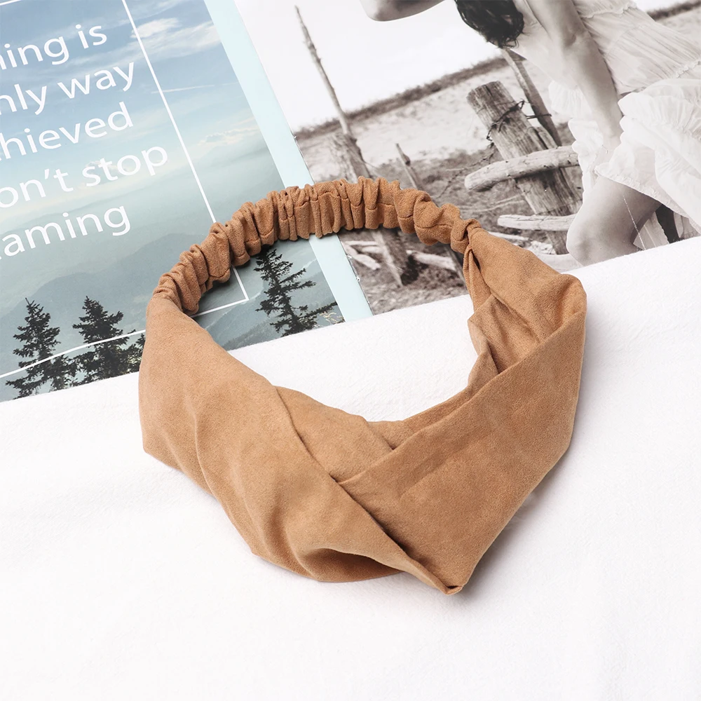 Эластичный узлом спортивная повязка на голову модные замшевые Нескользящие