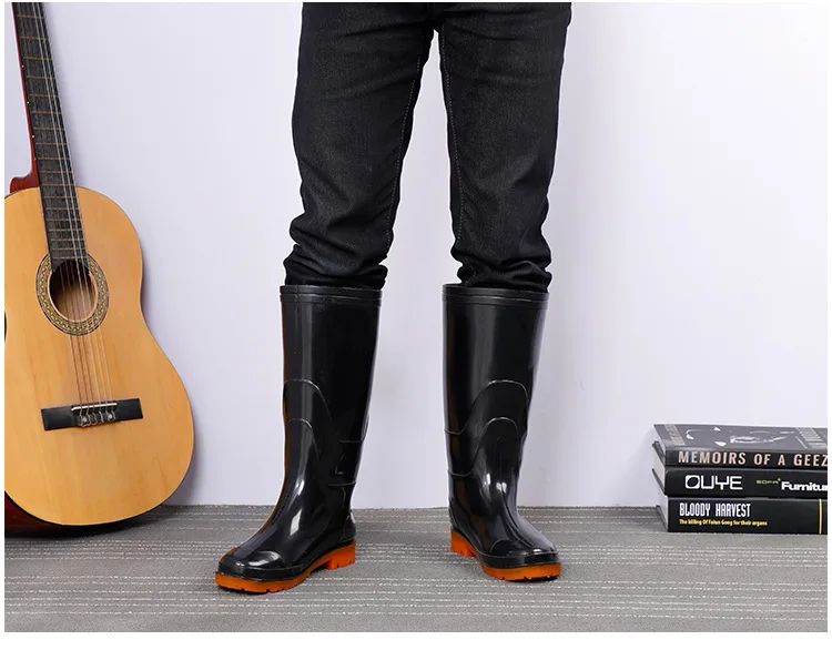 Сапоги Aleafalling мужские резиновые плотные водонепроницаемые высокие без застежки