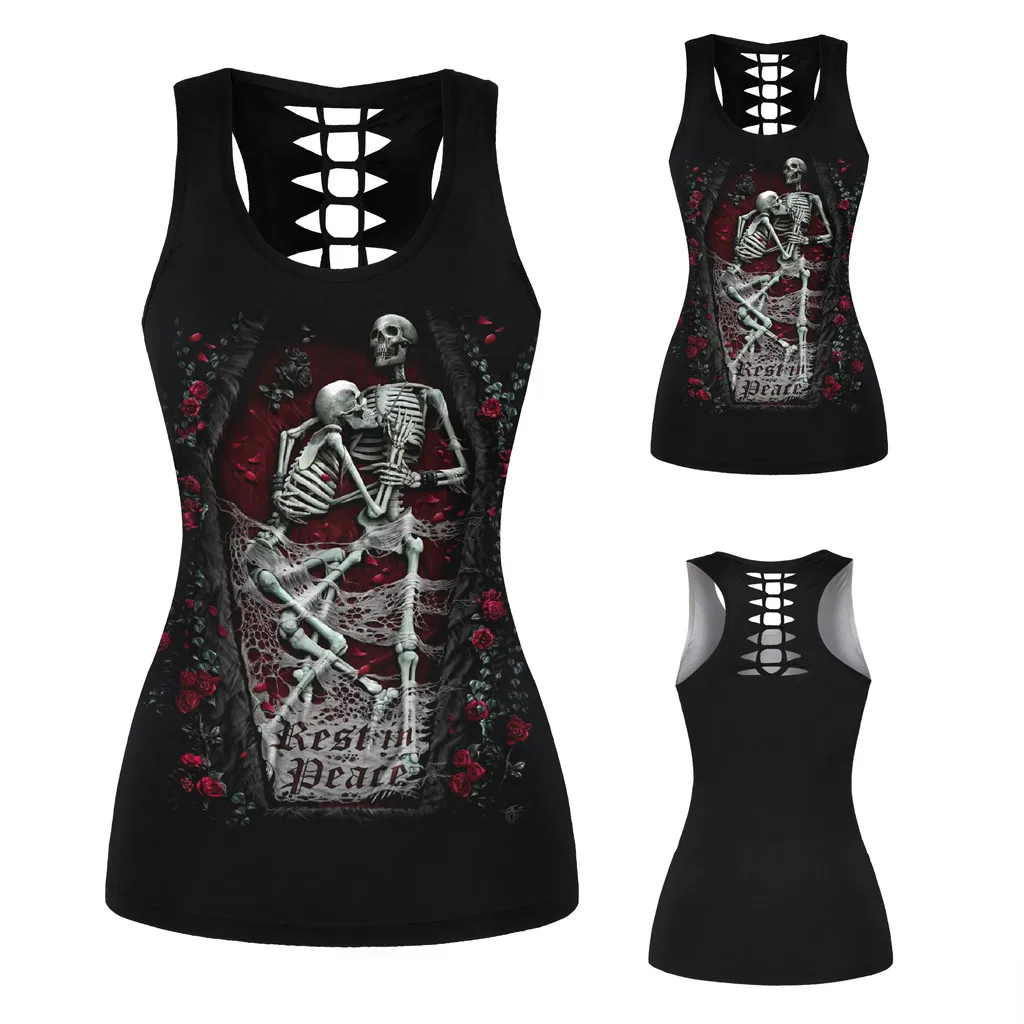 Модная женская майка без рукавов с 3D принтом повседневный жилет круглым вырезом