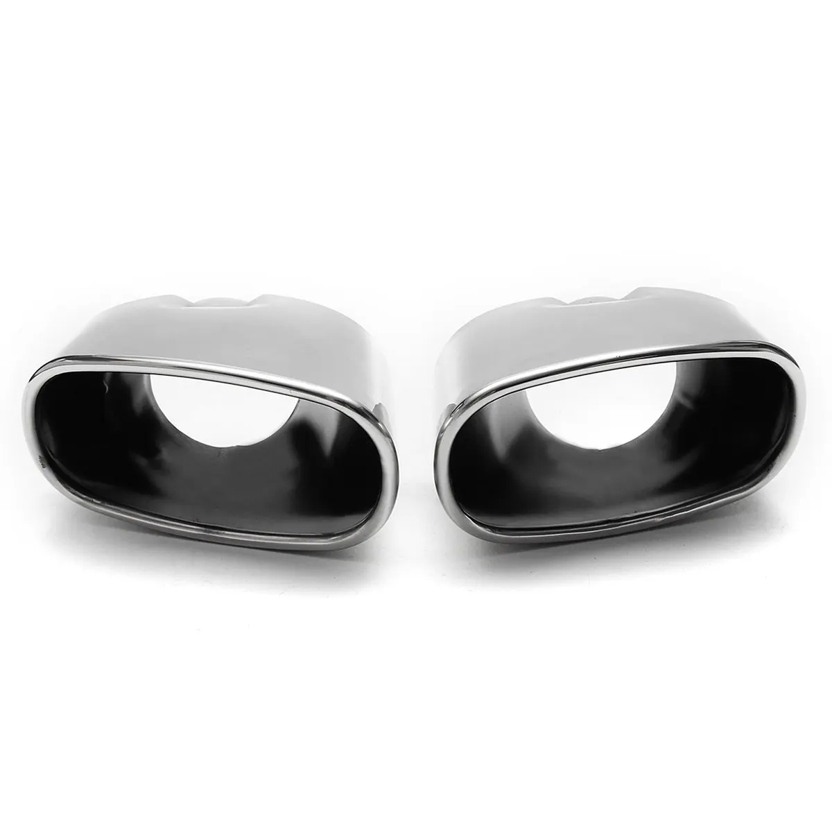 Пара автомобильных хромированных выхлопов с двойным хвостовым наконечником из