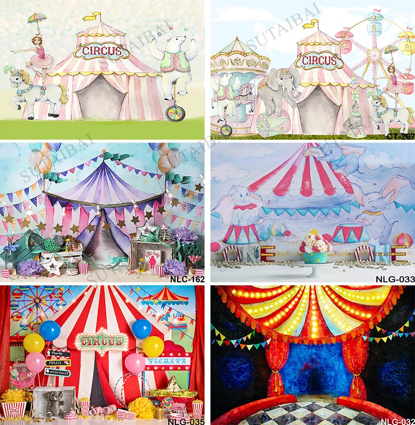 

Circus Theme Birthday Party Backdrop Newborn Children Portrait Photography Background Circus Carnival Baby Shower Photocall Prop