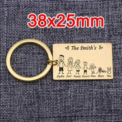 38X25mm-Gold Индивидуальный брелок с именем, персонализированные Семейные брелки с надписью «Love Dad Mom», подарок для родителей, детей, домашних животных, семейные брелки на любом языке, Porte Clef - Цвет: 38X25mm-Gold
