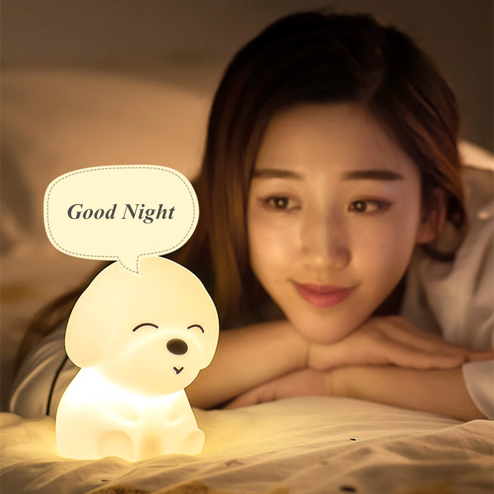

New Dog LED Night Light Soft Silicone Touch Sensor Rmote Control 16 Colors Dimmable USB Rechargeable lamps Lighting Supplies