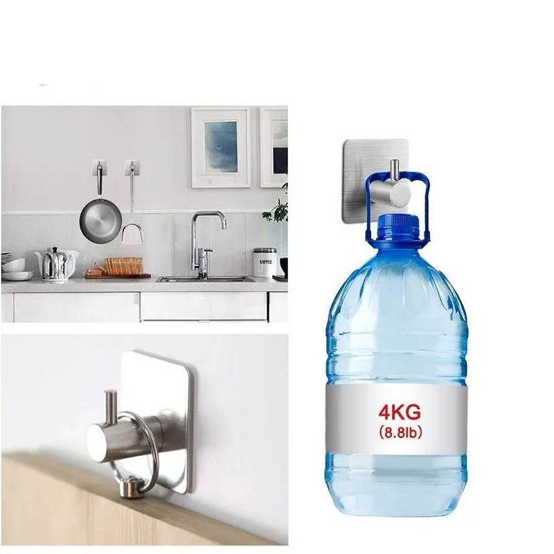 

Bathroom hooks for kitchen Door Wall Hanger Wall Hooks Hanger Self Adhesive Robe Towel Hook 304 Stainless Steel genuine 5PCS