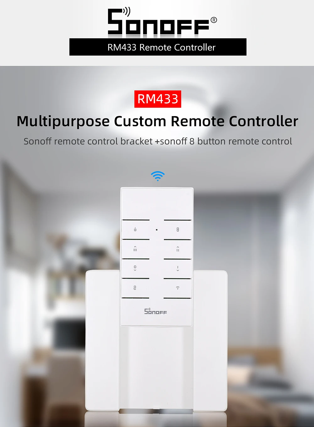 Sonoff TX RF Wifi переключатель T2 220 В светильник ЕС/Великобритания/США 1 банда Сенсорная панель 433 МГц управление для Google Home/Alexa умный дом автоматизация - Комплект: RM433 remote control