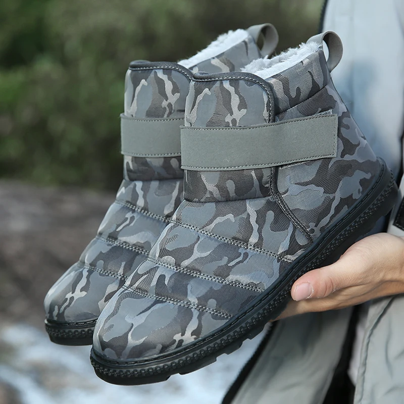 

Camouflage Men's Fluffy Boots Lightweight Large Size 47 Warm Snow Boots Unisex Waterproof Man Winter Shoes Outdoor ботинки зима