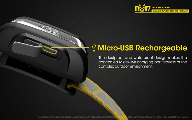 NITECORE NU17 перезаряжаемый налобный фонарь CREE XP-G2 S3 130 люменов, тройной выход, светильник, головной светильник для занятий спортом на открытом воздухе